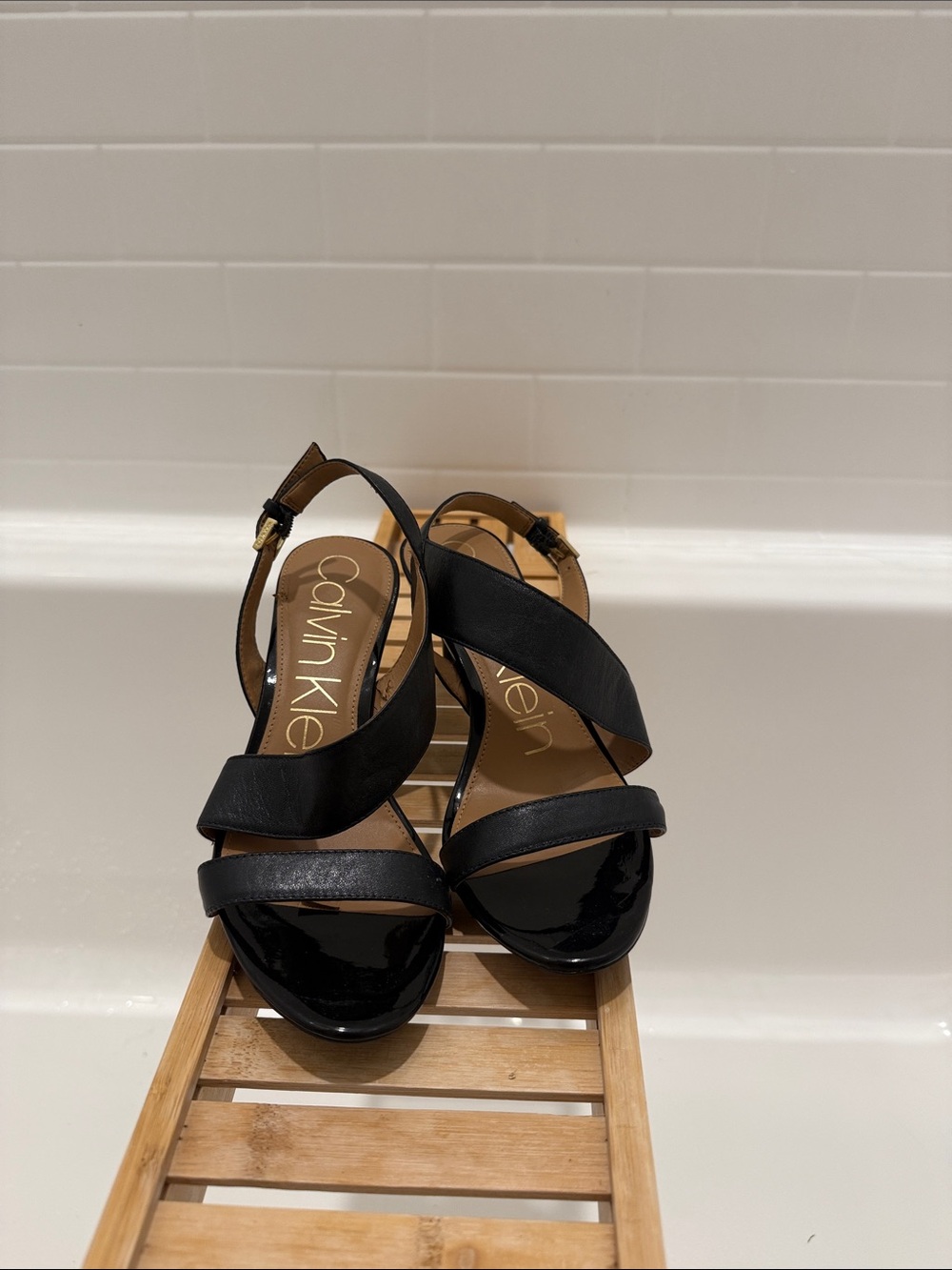 Calvin Klein Black Crisscross Slingback Sandals